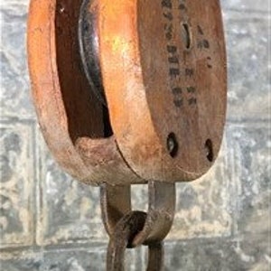 Roller Bushed Wood Cast Iron Pulley, Barn Trolley Block Tackle, Vintage Barn, Ship Pulley, Barn Pulley, Block & Tackle Pulley, Vintage Barn,
