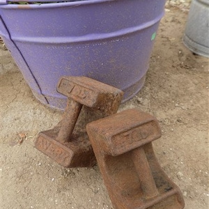 Pair 7 Lb Cast Iron Scale Weights Door Stop Paperweight Advertising Book Ends b, Platform Scale, Scale Weight, Vintage Weight