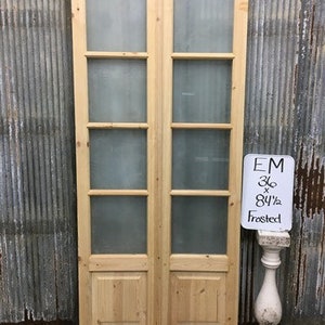 French Double Door (36x84) 4 Pane Frosted Glass Door European Styled EM14