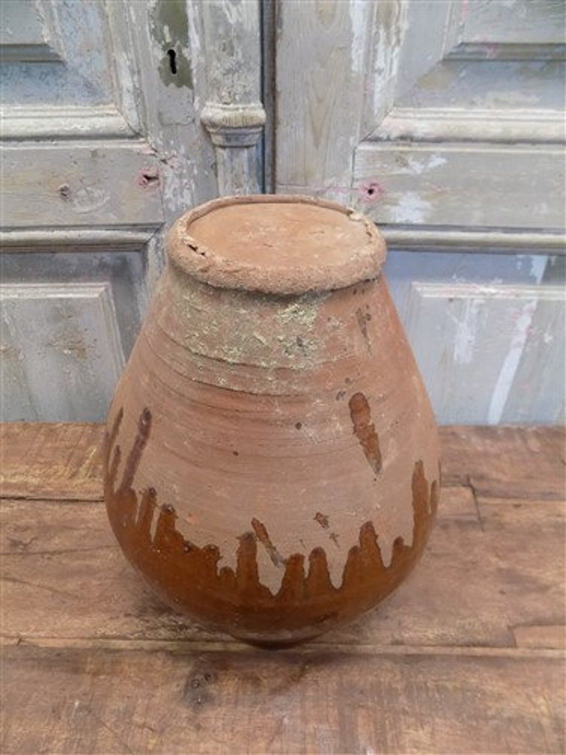Antique Turkish Olive Jar Pot Vintage Terracotta Planter Etsy