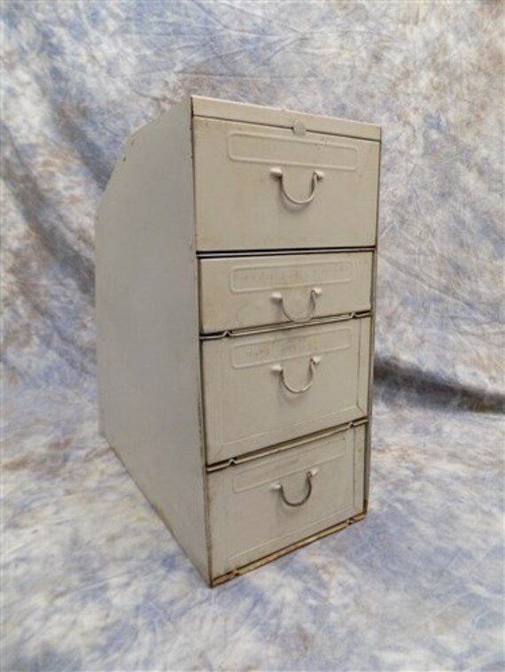 4 Drawer Metal Filing Cabinet File Vintage Storage Library Etsy