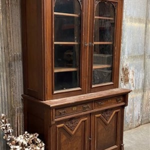 Walnut Dining Room Cabinet, Vintage China Hutch, Display Case Kitchen Cupboard A, Buffet, Vintage Hutch, Pantry Cupboard, Display Cabinet