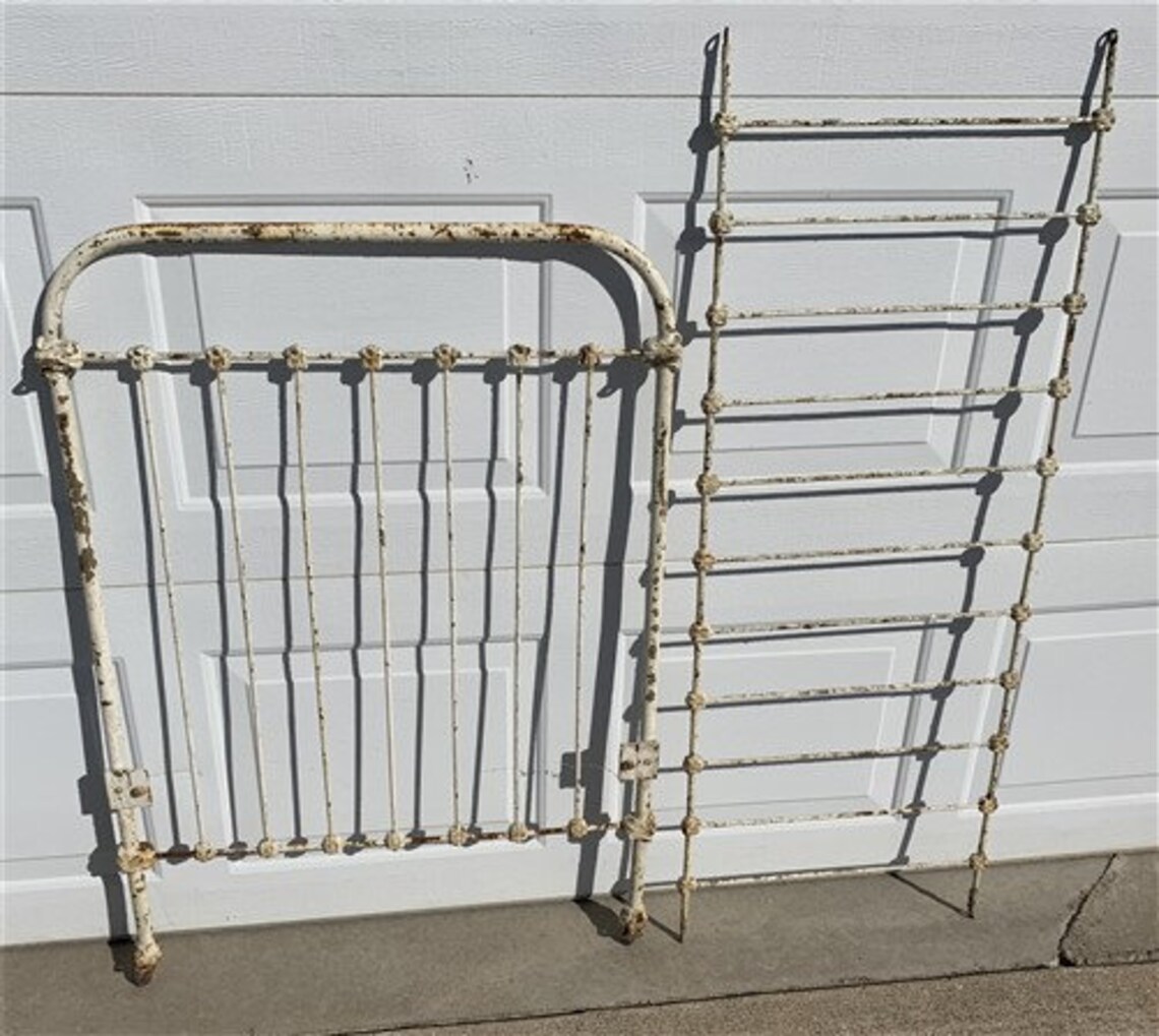Vintage Cast Iron Toddler Bed Frame With Rails Fence Gate Etsy
