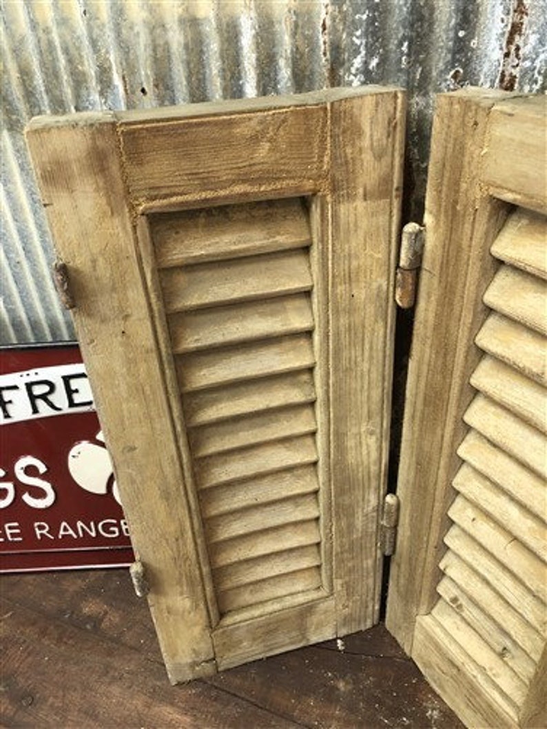 Small Antique Farmhouse Shutter Natural Wood Shutter Etsy