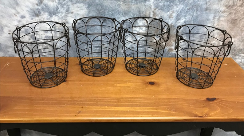 Small Wire Baskets With Handles Farmhouse Baskets Round Etsy