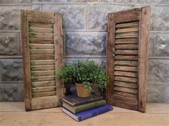 Small Vintage Farmhouse Shutters Rustic Wooden Window Shutter