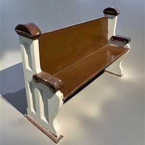 Vintage Wooden Church Pew, 4&#39; 6&quot; Porch Bench, Entry Foyer, Dining Seating, C9