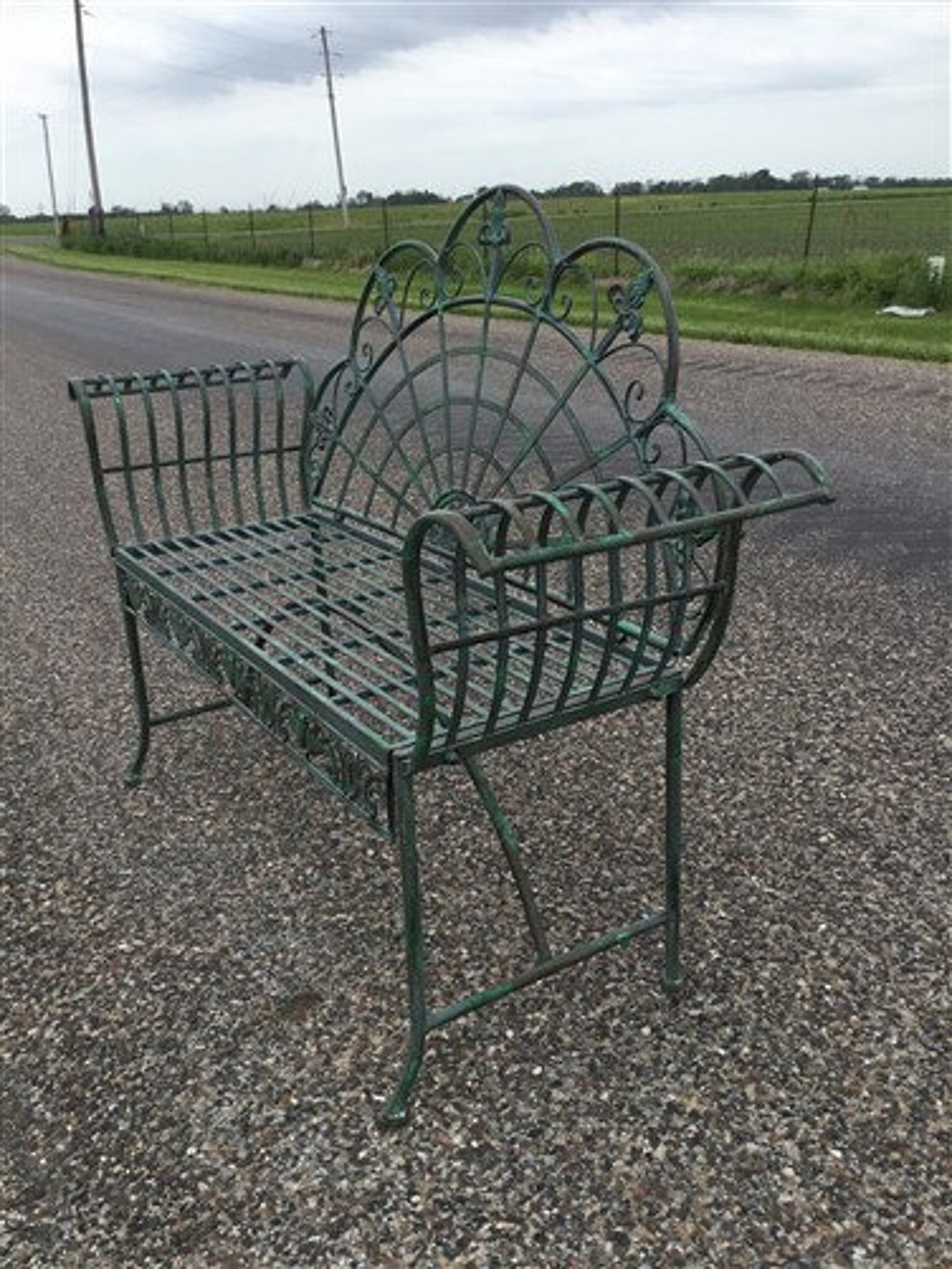 Park Bench Outdoor Garden Bench Green Metal Patio Furniture Etsy