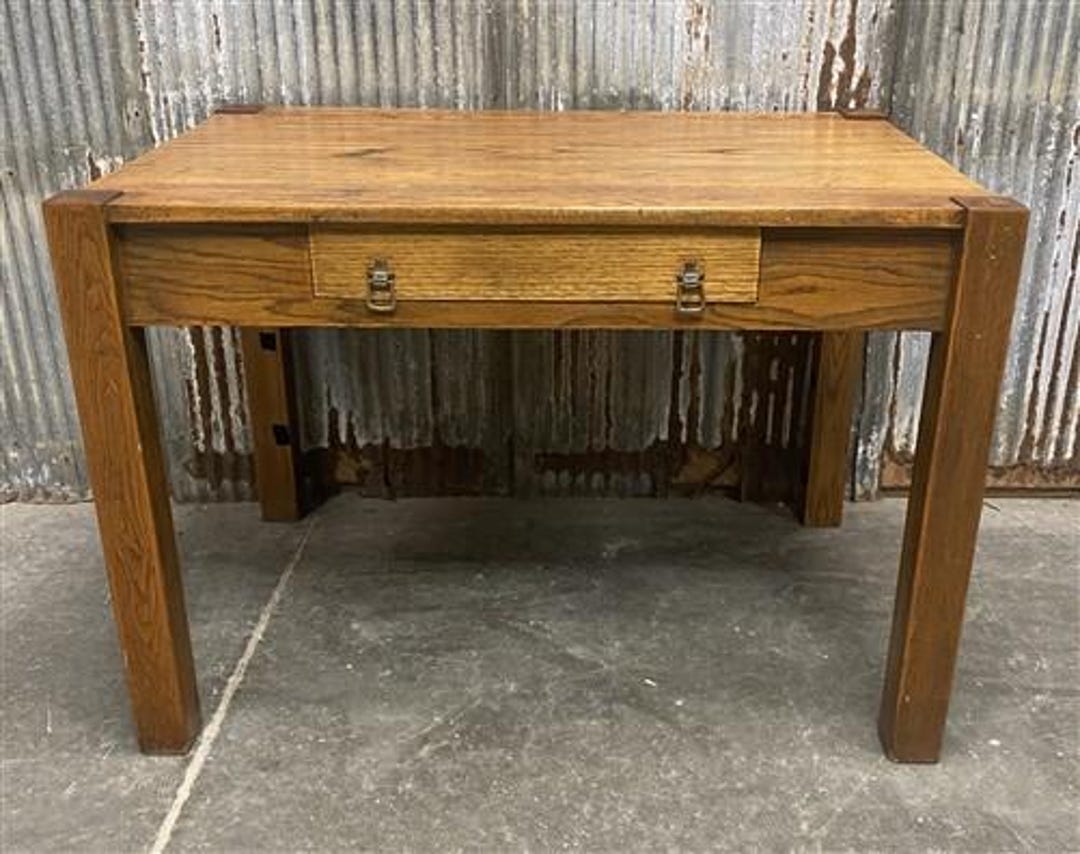 Mission Style Writing Table Arts & Crafts Mission Style Writing Desk, Vintage Oak Table With 1 ...