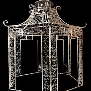 Large Garden Gazebo Dome Roof, Iron Metal Pergola Outdoor Patio Gazebo Arbor A15