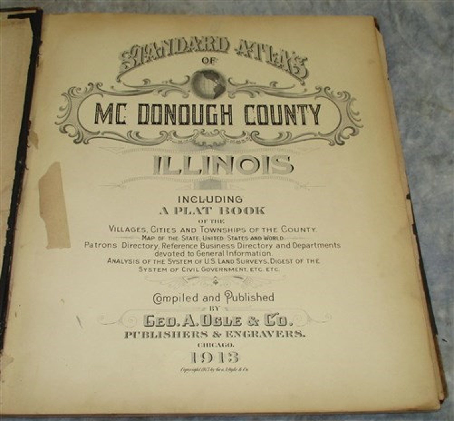 1913 Atlas McDonough County Illinois Plat Book Maps Genealogy Etsy