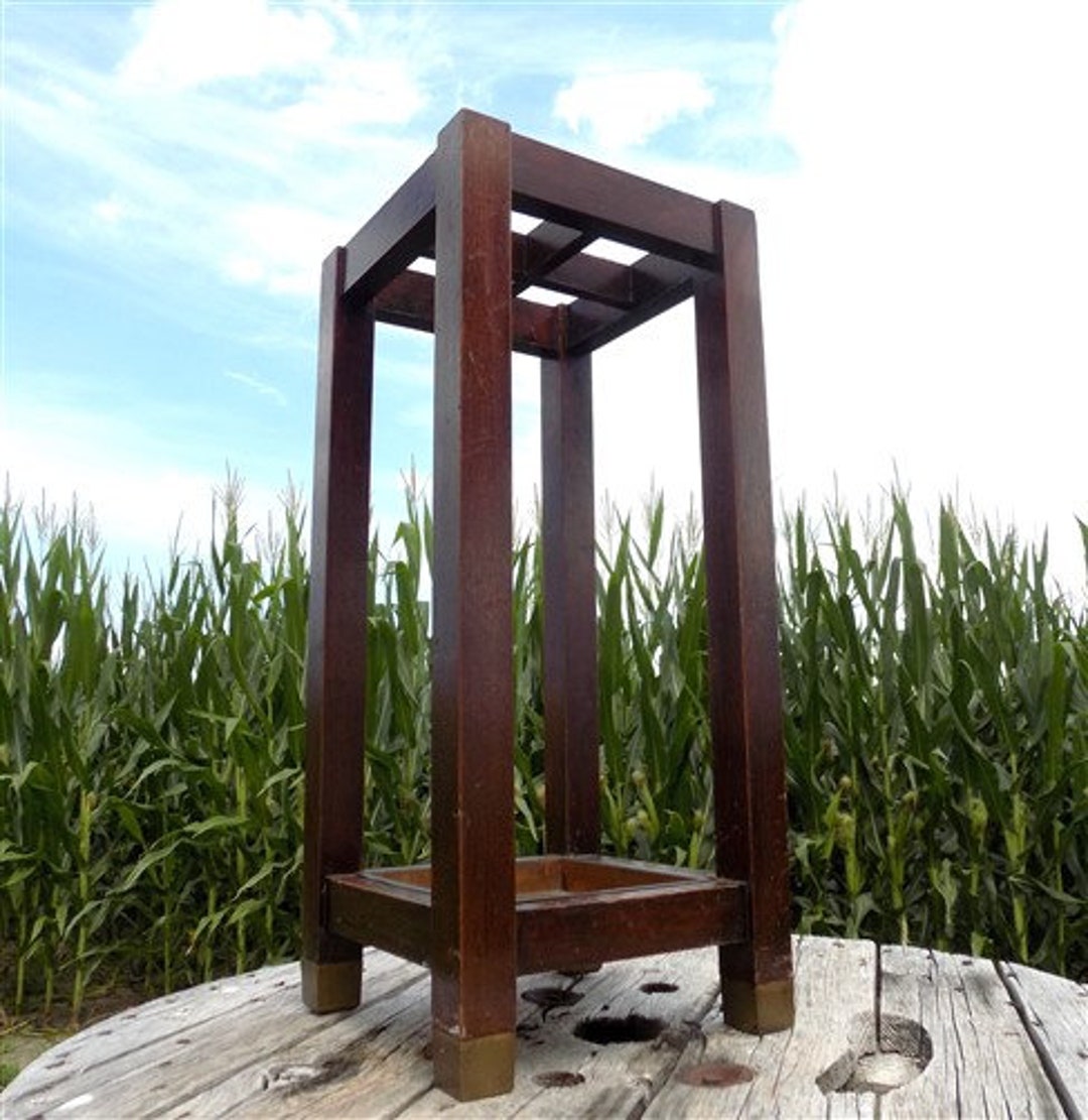 Arts & Crafts Mission Oak Umbrella Stand, Cane Walking Stick Holder