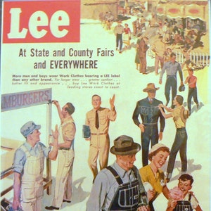1950 Lee Jeans & Arbeitskleidung Anzeige mit Passepartout Vintage 11x14 Print Life Magazin