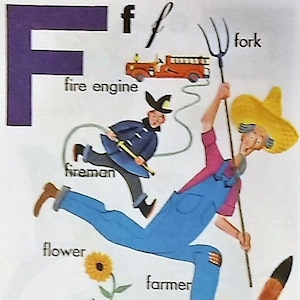Impressão vintage com estampa de 8x10 da letra F de 1951 para enfermeiras