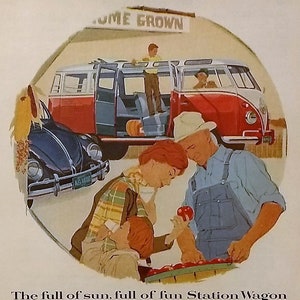1958 Volkswagen Ad Matted Vintage 8x10 Print