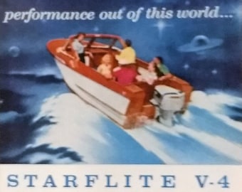 1958 Evinrude Boat Motor Ad Matted Vintage 8x10 Print