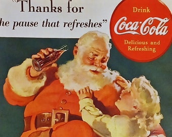 1938 Coca-Cola Ad Santa Claus Matted Vintage 11x14 Print Christmas