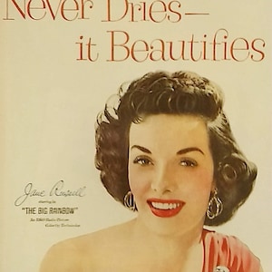 1954 Jane Russell Lustre-Cream Shampoo Ad Matted Vintage 11x14 Print Movie