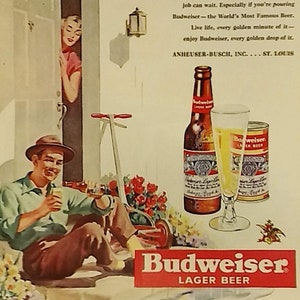 1951 Budweiser Beer Ad Matted Vintage 11x14 Print