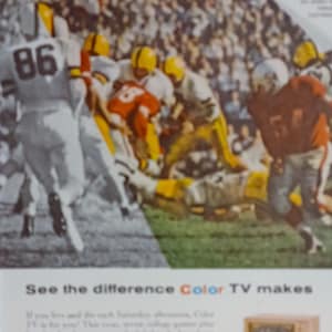 1959 RCA Victor TV Ad Matted Vintage 8x10 Print Football Television NFL College