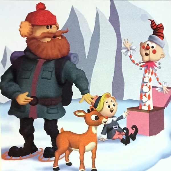 Rudolph the Red-Nosed Reindeer Matted 8x10 Christmas Print Yukon Cornelius