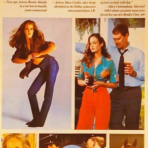 1981 Movie & TV Stars Matted Vintage Print Brooke Shields Larry Hagman JR Ewing