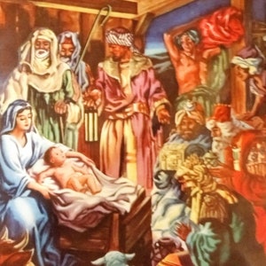 1946 Birth of Christ Matted Vintage 8x10 Print Nativity