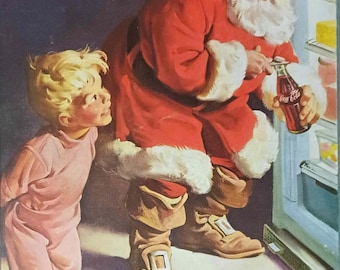 1959 Santa Claus Coca Cola Ad Matted Vintage 8x10 Christmas Print