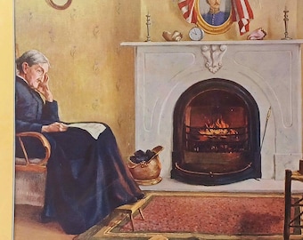 1901 "Treasured Memories" gematteerde antieke 11 x 14 print Americana Civil War Widow