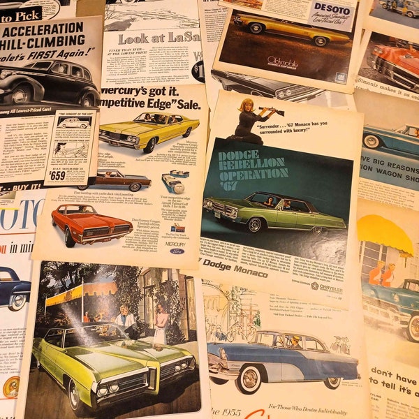 Vintage Automobile Car Ephemera Lot of 30 Pieces Magazine Ads Craft Paper Pack