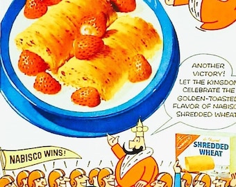1959 Nabisco Shredded Wheat Ad Matted 8x10 Vintage Print Football
