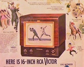 1949 RCA Victor TV Ad Matted Vintage 11x14 Print Television