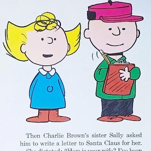 Charlie Brown kerst gematteerde vintage pinda&#39;s 1965 8 x 10 print