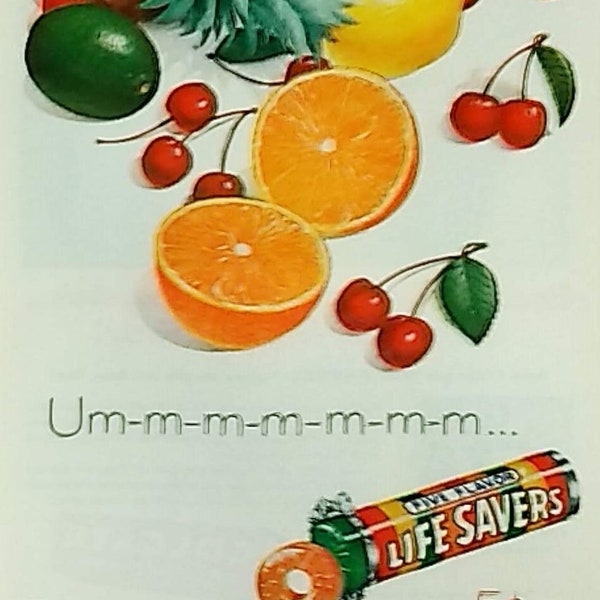 1957 Life Savers Candy Ad Matted Vintage 8x10 Print