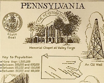 1931 Pennsylvania Matted Vintage 8x10 Print