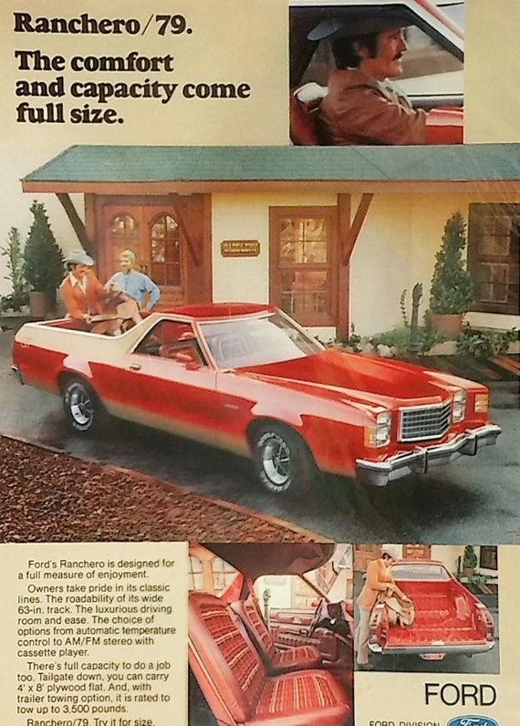 1979 Ford Ranchero Car Ad Matted Vintage 11x14 Print