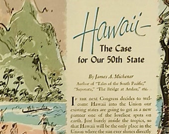 Impresión vintage de 8 x 10 con paspartú de Hawái de 1958