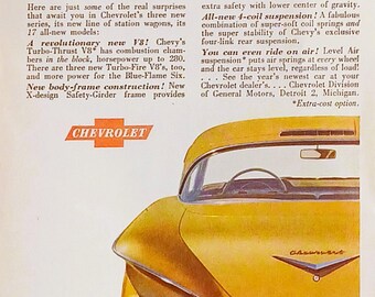 1958 Chevrolet Sedan Car Ad Matted Vintage 11x14 Print Chevy