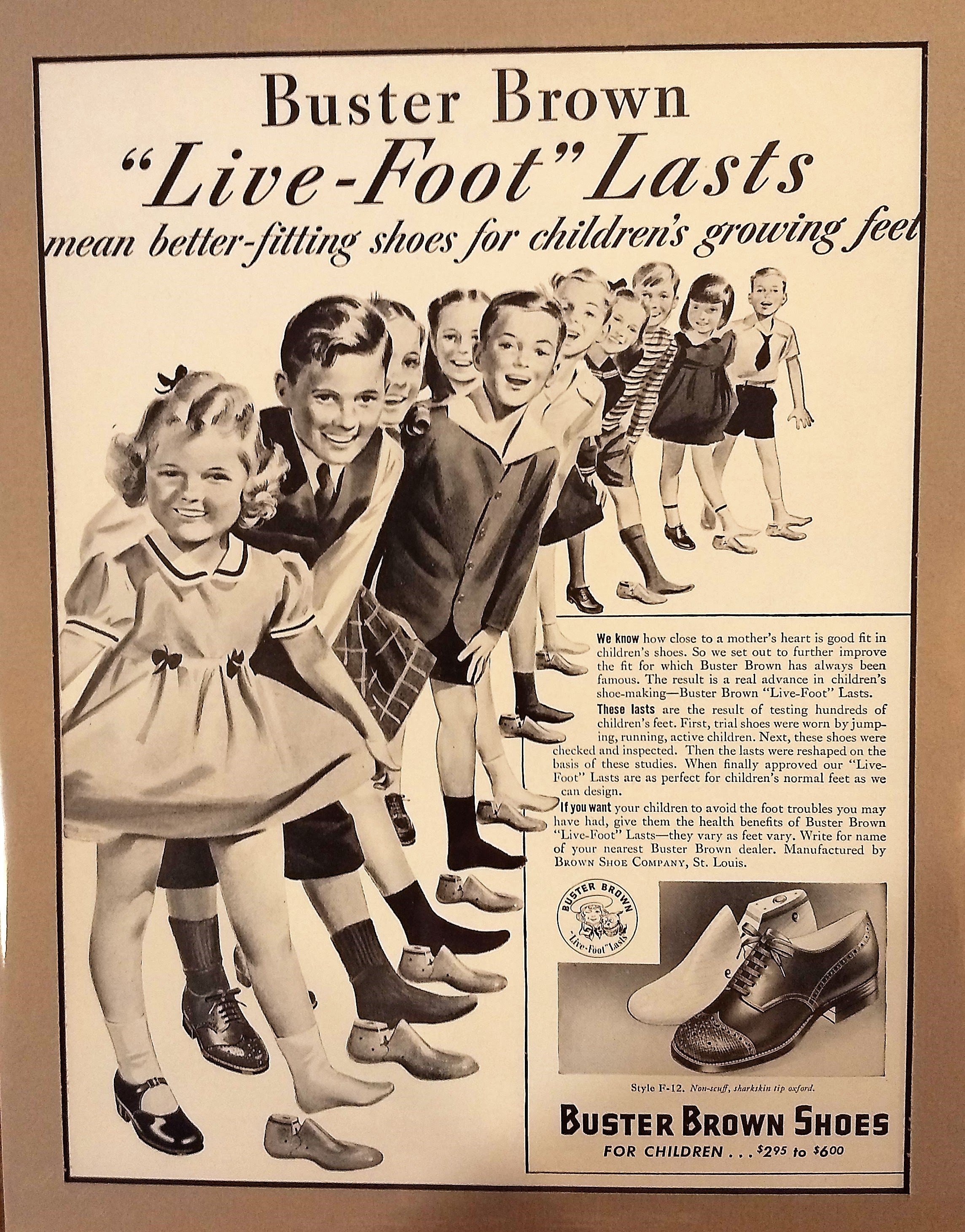 Buy 1942 Buster Brown Shoe Ad Matted Vintage 11x14 Print Online in India  Etsy