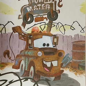 Tow Mater Cars Matted 8x10 Disney Print Lightning McQueen