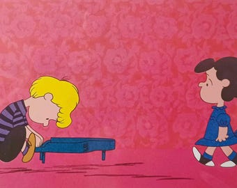 Affiche vintage encadrée Charlie Brown Peanuts 8x10 de Lucy Schroeder (1971)