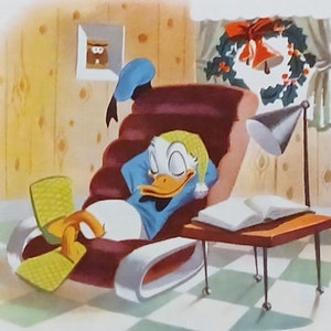1951 Donald Duck Weihnachten Mattiertem Vintage Disney Druck 8x10