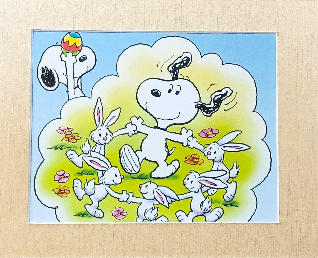Snoopy Easter Beagle Matted 8x10 Print Peanuts Charlie Brown - Etsy