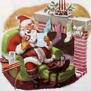 1950 Santa Claus Christmas Matted Vintage 8x10 Print Disney