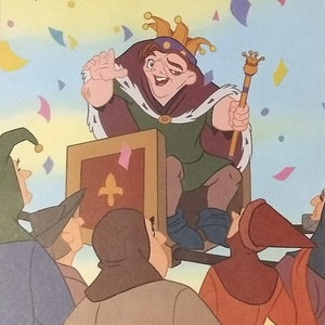 1996 Klokkenluider van de Notre Dame gematteerde vintage Disney 8 x 10 print