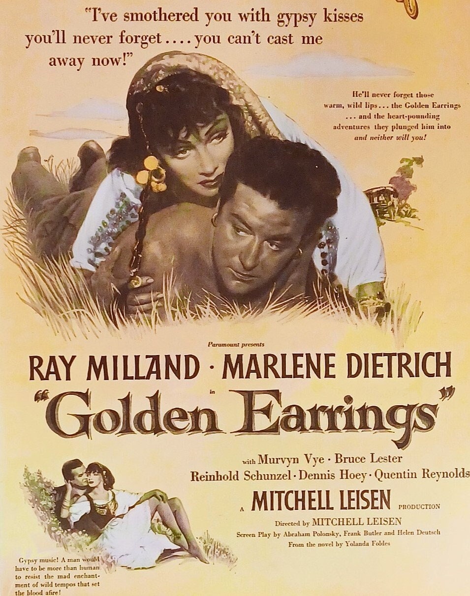 1947 Golden Earrings Movie Ad Matted Vintage 11x14 Print Marlene Dietrich