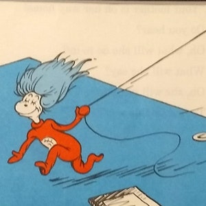 1957 Thing One & Thing Two Matted Vintage Dr. Seuss 8x10 Print Cat in the Hat