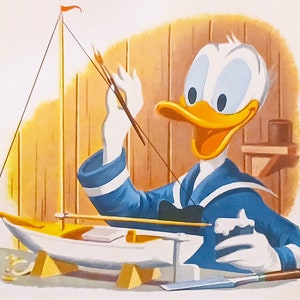 1974 Donald Duck Matted Vintage Disney 8 x 10 Print Segelboot