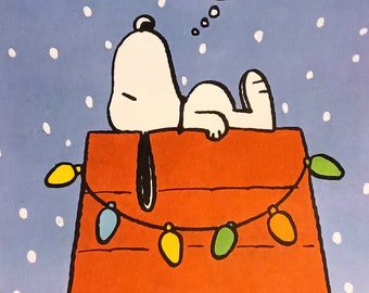 1987 Snoopy Christmas Matted Vintage Peanuts 8x10 Print Charlie
