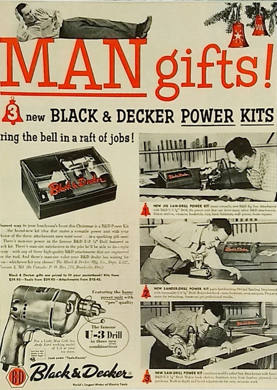 1957 Black & Decker Tools Ad Matted Vintage 11x14 Print 